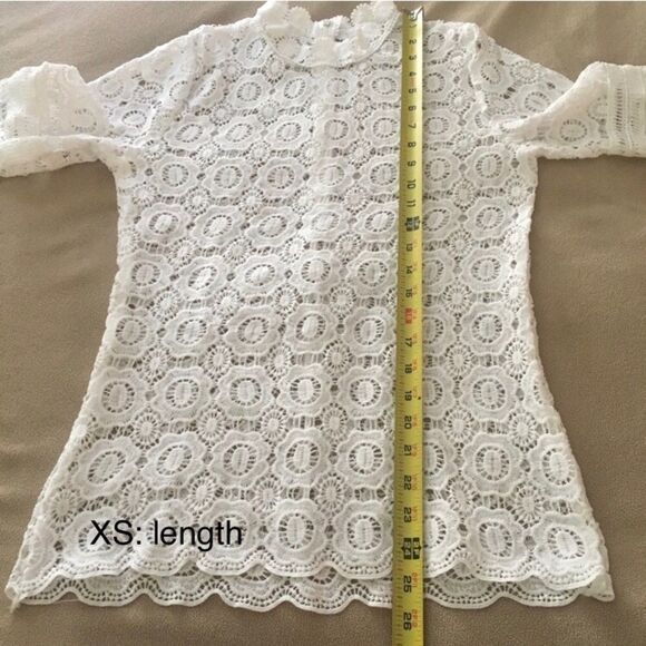 White Flower Lace Crochet Blouse XS-M - Picture 7 of 9